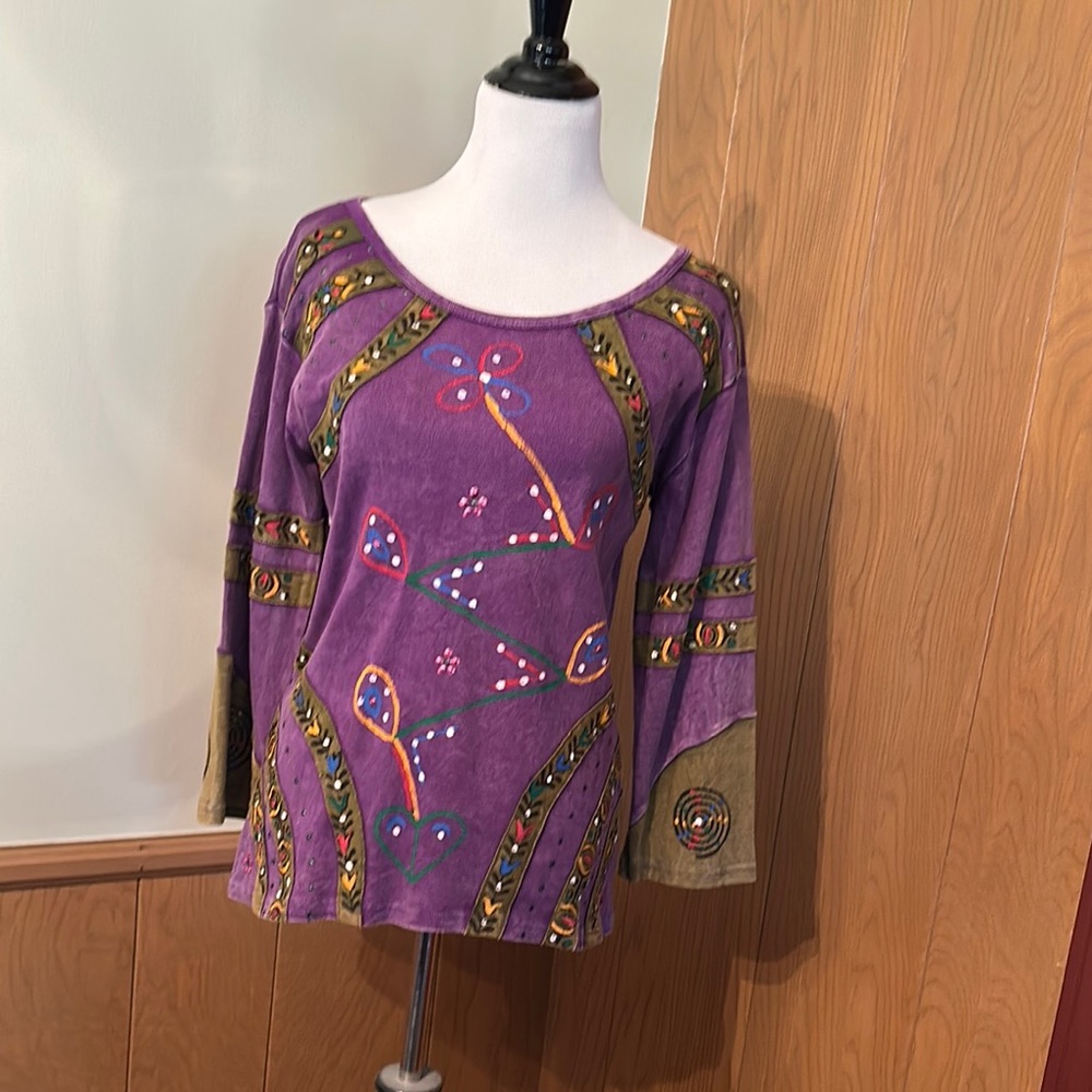 Colorful Women's Top with Embroidered Details